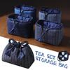 Teacup Bag Portable Travel Tea Set Storage Bag Tea Pots Four Or Six Cups Large Cloth Bag Outdoor Organizer Denim Organizer