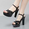 8 10 13cm Small Size 32-43 Sexy Wedding Shoes Bride Platform Sandals Summer 2025 Block High Heels Sandals Model Party Office