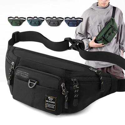 Hommes taille Fanny Pack ceinture fronde poitrine sac voyage multi-poche militaire mode argent mâle Nylon pochette sac à main Bum hanche sacs