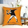 Banksy Flowers Pillow Case Printed Home Soft Throw Pillow Dismaland Banksy Peace Graffiti Street Artist World Peace