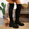 Fashion Plus Size Elastic Knitted Over The Knee Boots Women Slip On Chunky Heel Long Botas Mujer 2025 Spring Autumn Thigh High Boots