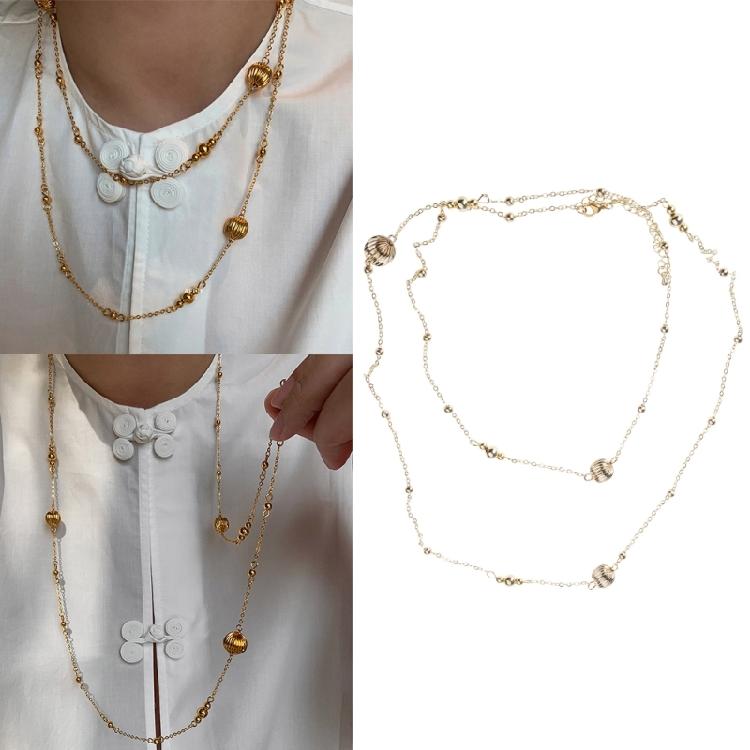 Elegant Sweater Necklace Adornment Elegant Layered Pumpkin Beads Necklace Adornment for Casual and Formal Occasions