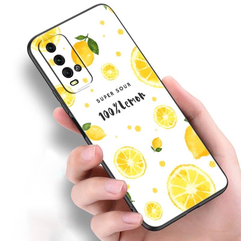 

Летний силиконовый чехол для телефона с зелеными листьями, фруктами и лимоном для Xiaomi Redmi Note 11 10 9 8 Pro 11T 10T 10S 9S 8T 9 9A 9C 9T, черный чехол Redmi Note 8 T