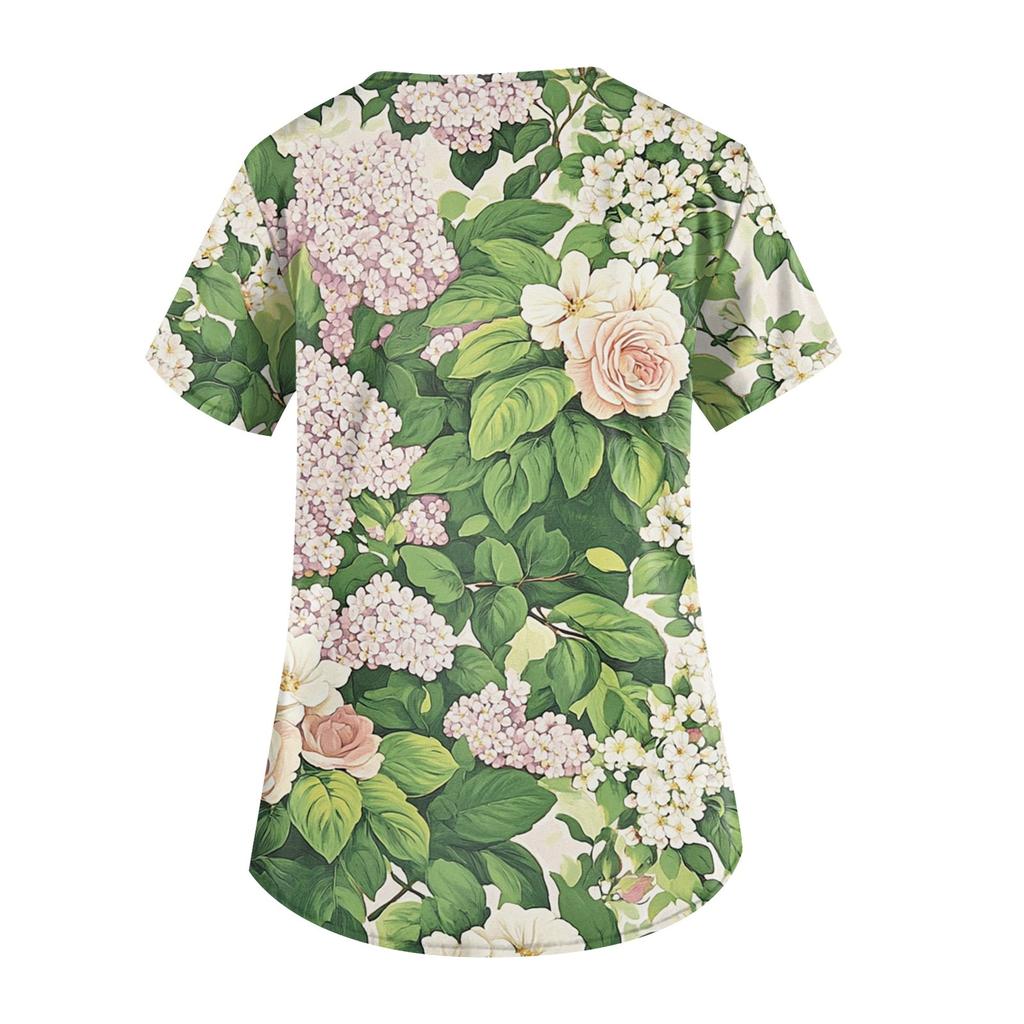 Women's V-neck Fashion Casual Printed Tops And Protective Workwear