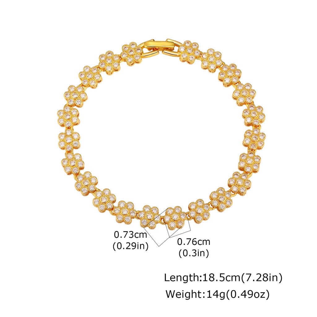 Glänzendes Metallarmband mit Zirkonia, 14K Goldplattiertes klobiges Gliederarmband zum Stapeln, Modischer Elegantes Schmuckstück für Frauen Mädchen Geschenk