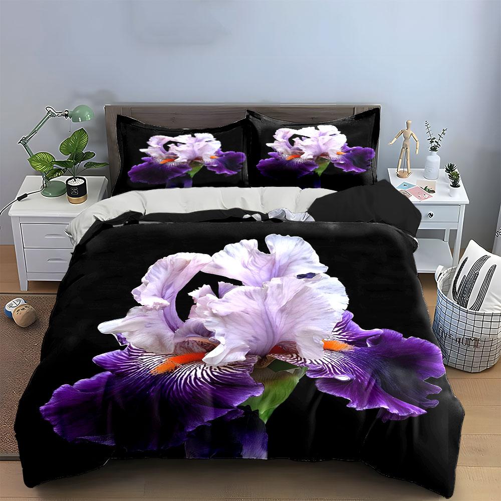 Floral Art Three-Piece Set Decoration Soft Comfortable Duvet Cover Bedding Set Included 1*Duvet Cover & 2*Pillowcases, Gift