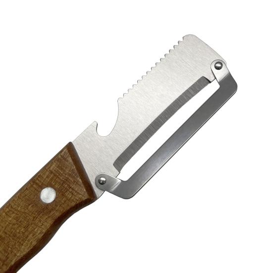 Vegetable Peeler with Wood Handle Stainless Steel Bottle Opener Fruit Potato Peeler for Ginger Herbs Ergonomic Rust-Proof Essential Kitchen Tool for