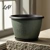 Planter Pots for Home Decor 12 Inch Thickened Flower Outdoor Indoor Plastic Leaf-Pattern Texture Deep Containers Flowers with Drainage Hole & Saucer,