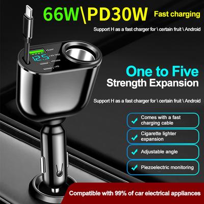 96W nabíječka do auta QC 3.0 rychlé nabíjení PD typu C zapalovač cigaret zásuvka pro nabíječku telefonu do auta pro iPhone Samsung Huawei Xiaomi LED