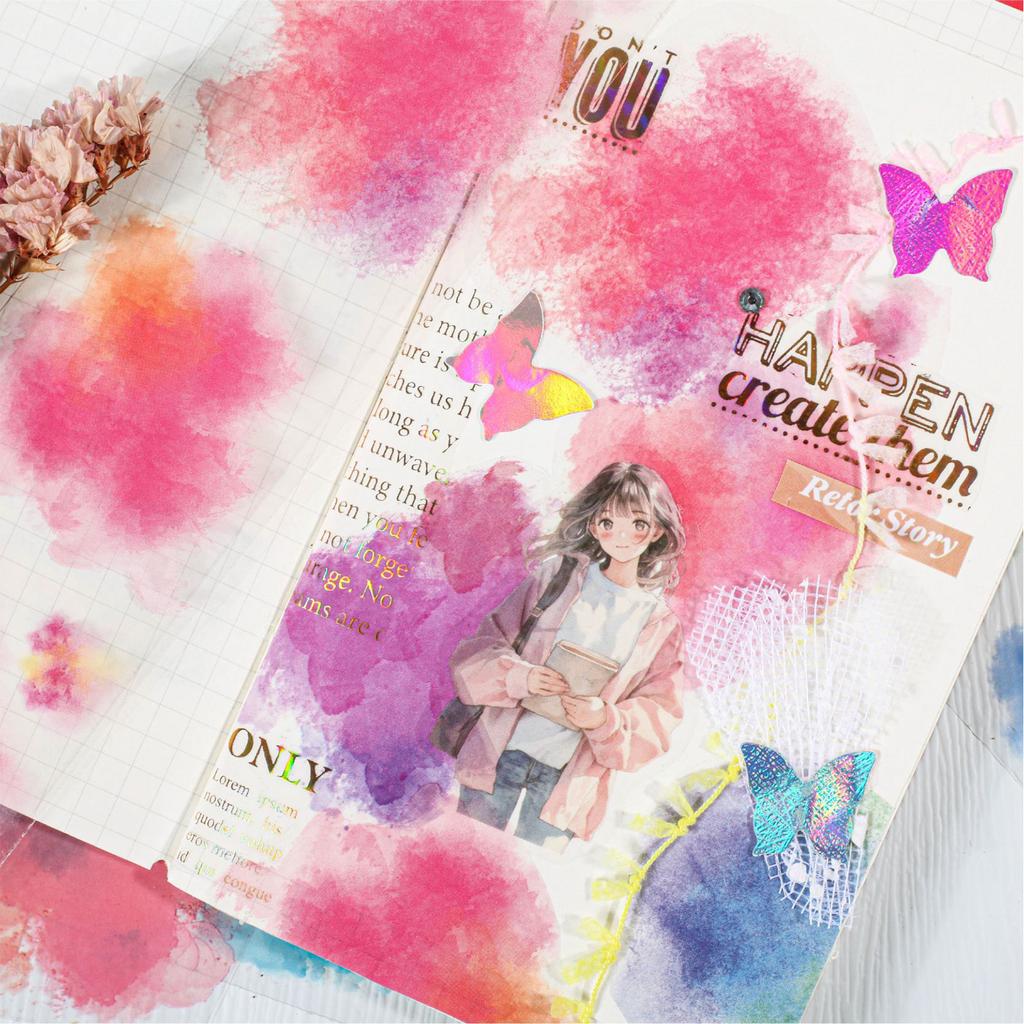 Decorative Tape 50mmX2M Watercolor Scenery Tape Scrapbooking Tape for Scrapbooking Journal Planner Photo Album Wrapping