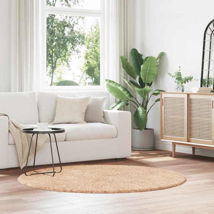 VidaXL Tapis shaggy à poils longs beige 160x160 cm polyester, tapis, tapis de chambre, tapis moderne, tapis de salon, tapis 4102909