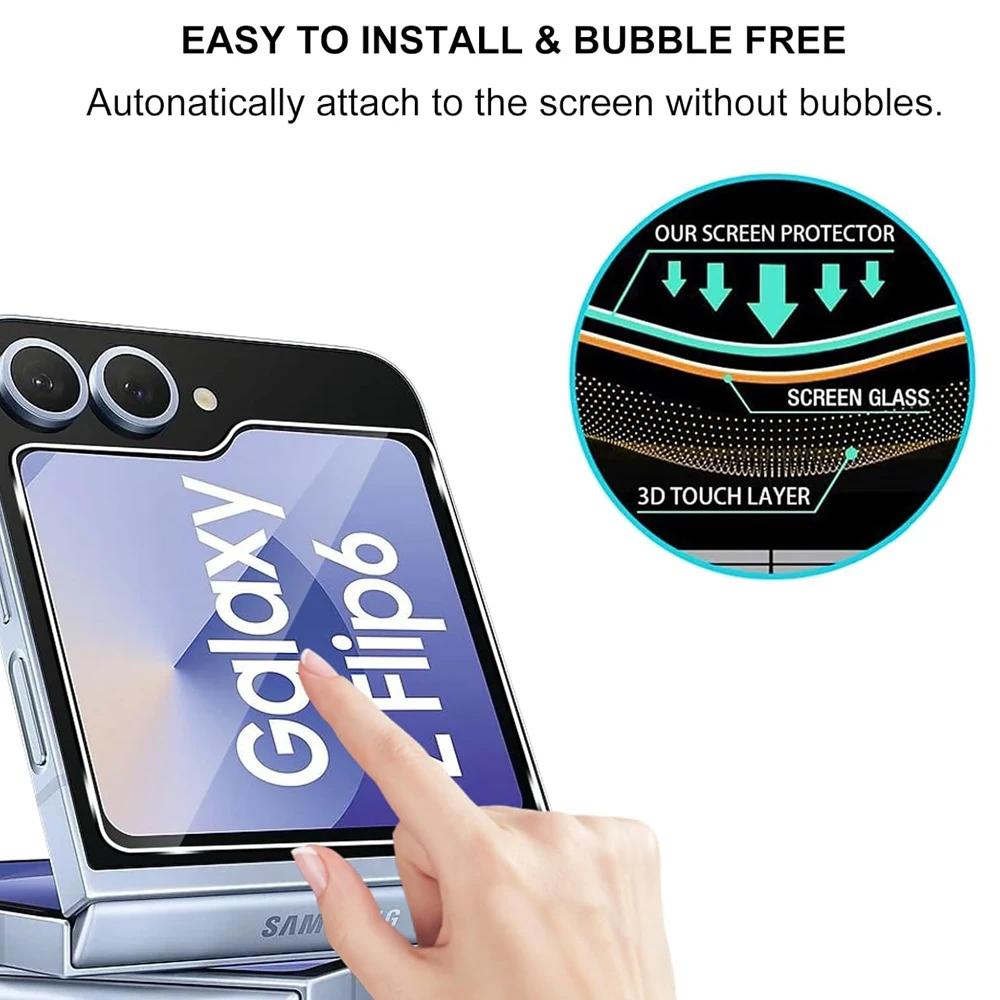 3pcs Full Cover Tempered Glass For Samsung Galaxy Z Flip 5 6 7 HD Clear Glass Full Screen Protector 9H Hardness Glass Film