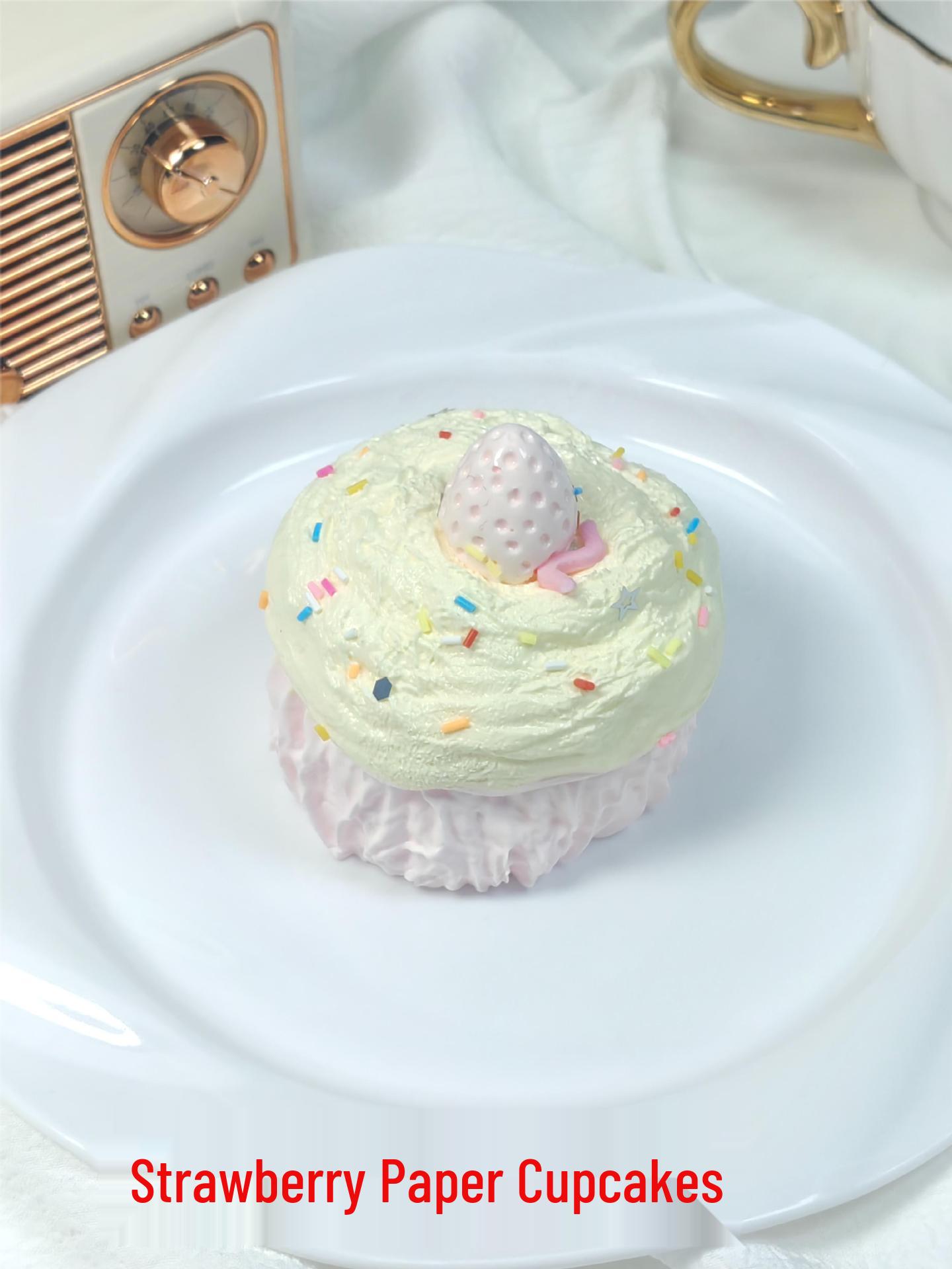 Strawberry Silicone Cupcake Squeeze Toy - Super Soft Clay Texture Decompression Toy