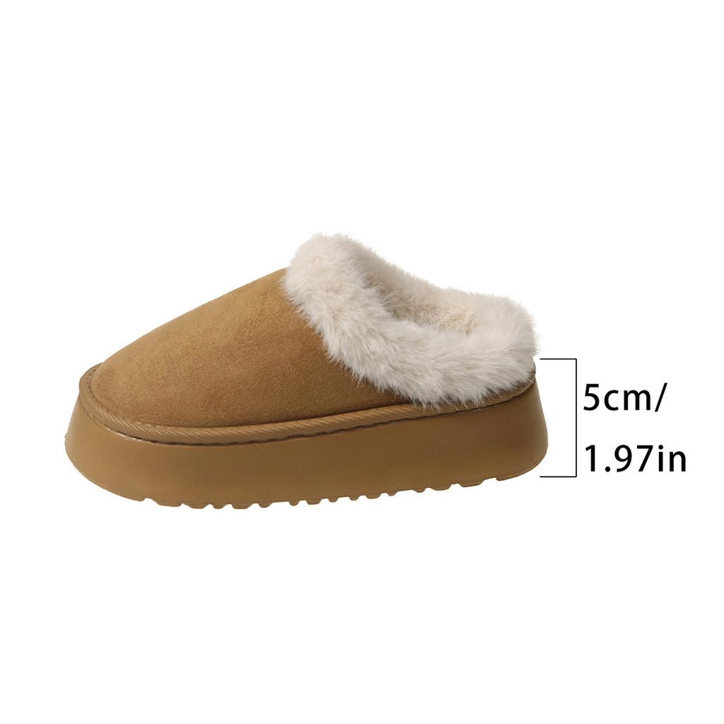Fashion 2025 New Hairy Slippers Women's Shoes Autumn and Winter Fashion Thick Bottom Baotou Warm Cotton Shoes Slippers