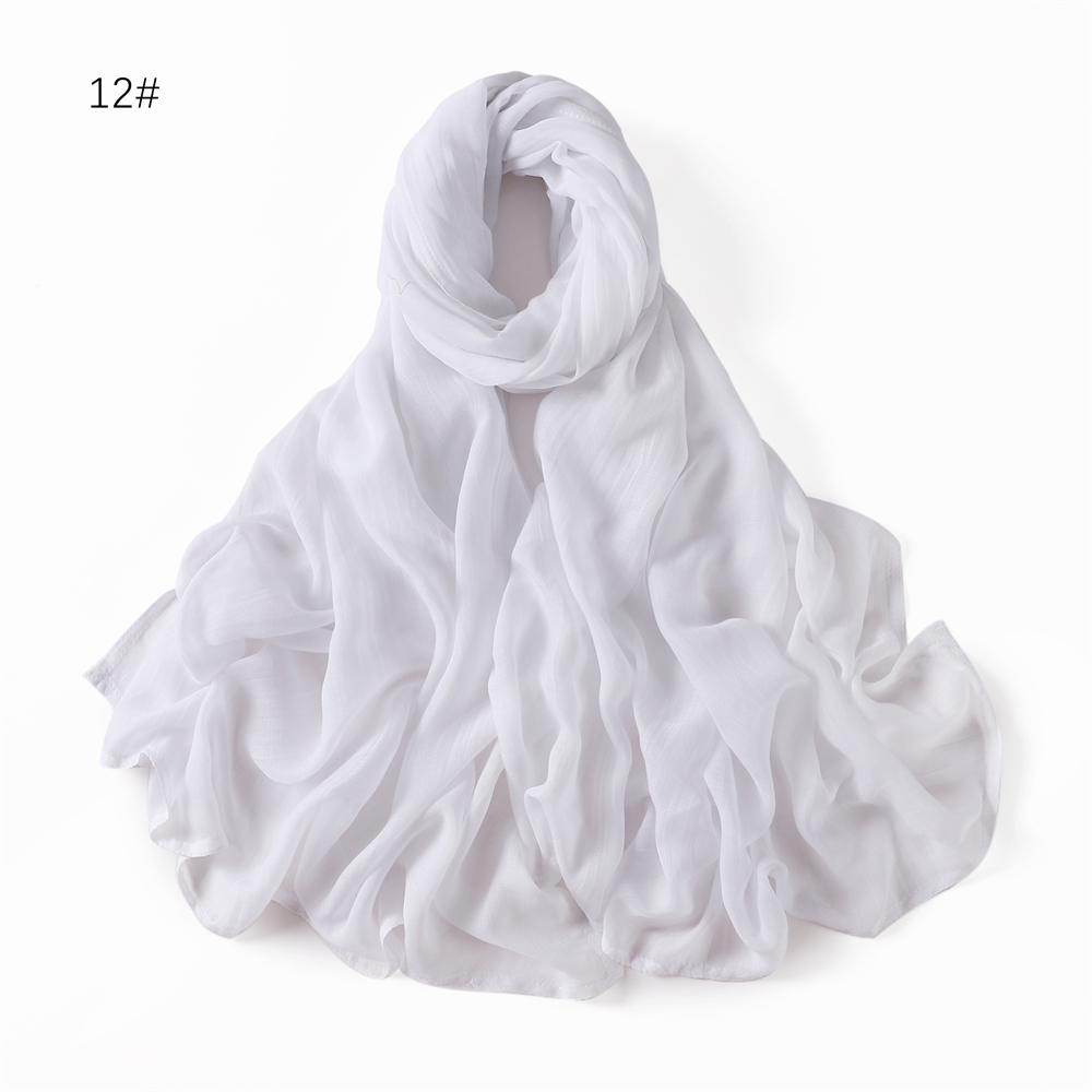 100% Viscose Double Stitches Edge Scarf Hijab Femme Solid Color Long Shawl Muslim Foulard Headscarf Pashmina