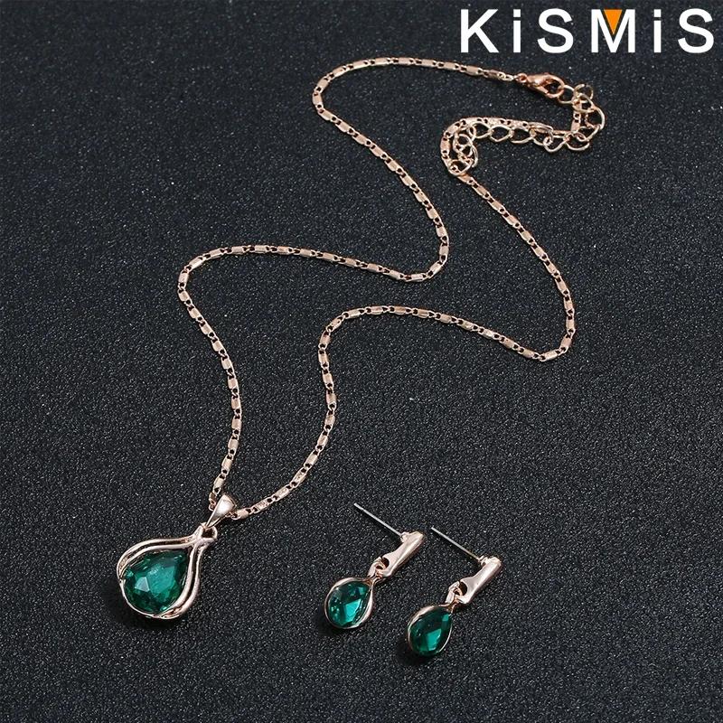 Luxury Women Water Drop Necklace Earring Jewelry Sets Fashion Party Accessories 3 Piece Set