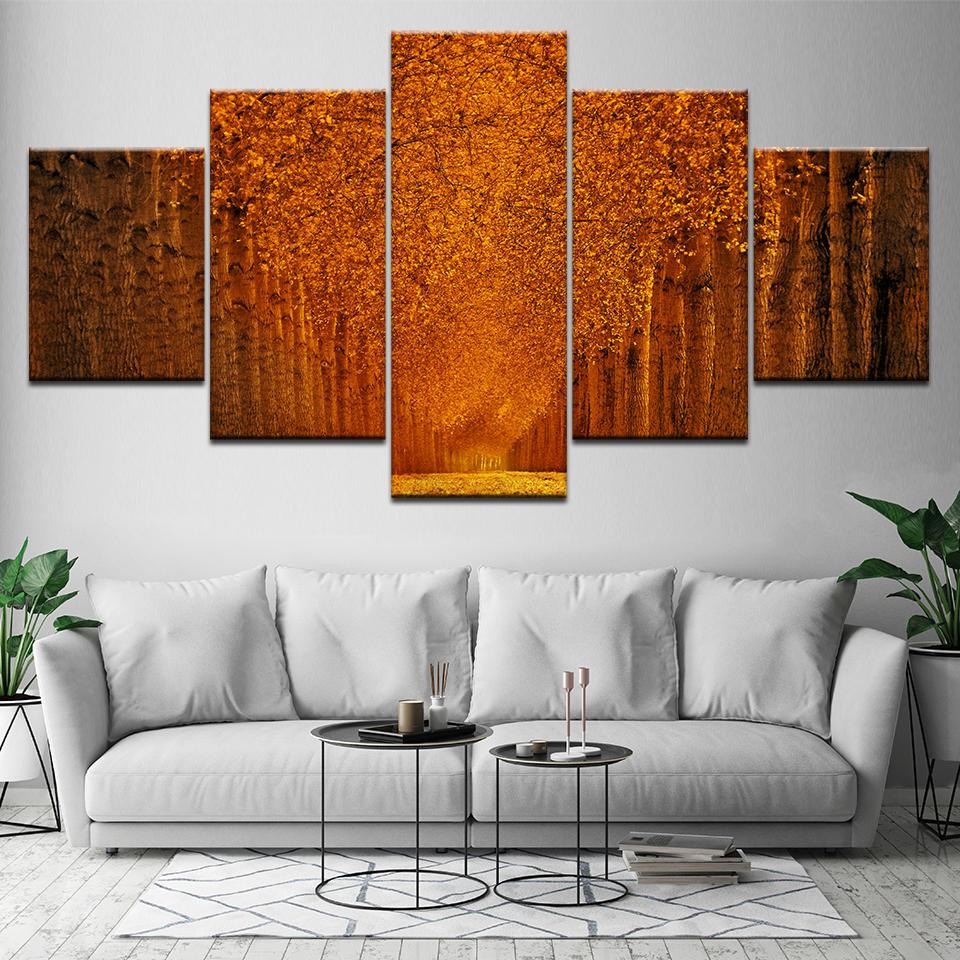So many Autumn leaves 5 Piece Wall Art Canvas Print modern Poster Modular art painting for Living Room Home Decor