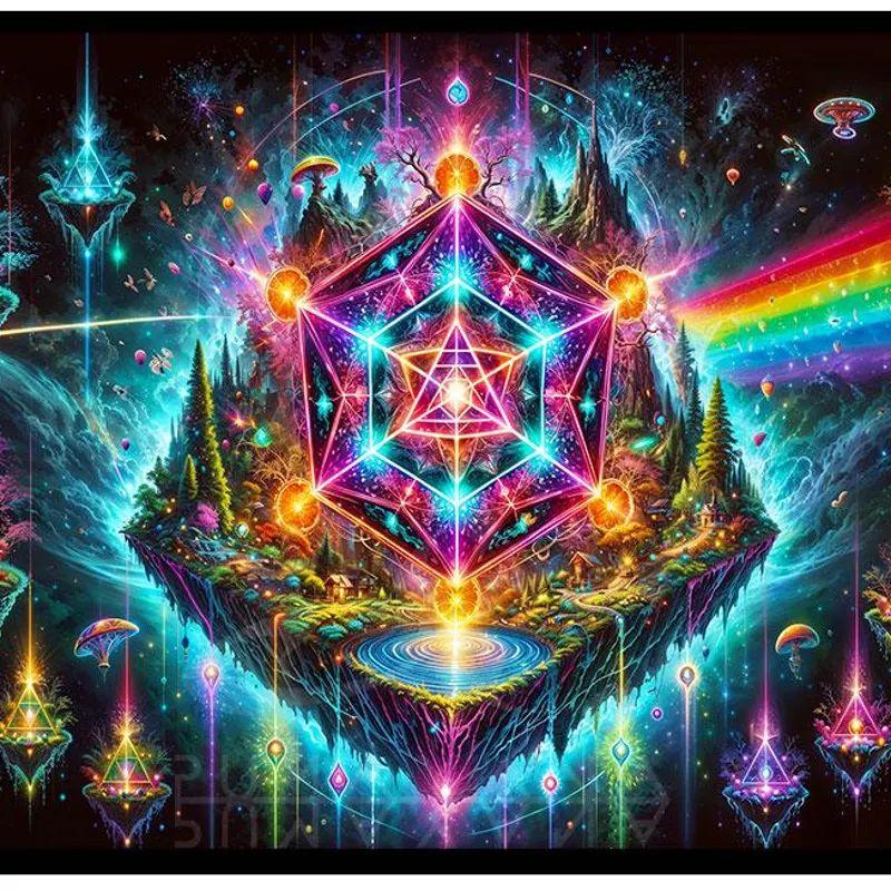 Merkaba Tapestry Sacred Geometry Dark Night 75x100