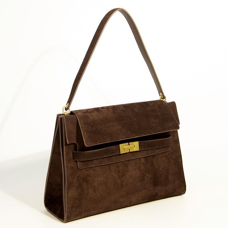 New Large-capacity Handbag Commuting Armpit Bag Maillard Single-shoulder Cross-slung Dual-purpose Leather Women s Length 32 X10 X22 p