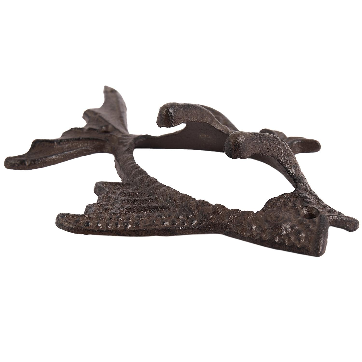 

M-Современный-Рыба с двумя крючками Серия «Океан» Чугунный настенный крючок Настенное крепление Крючок-вешалка для полотенец Для шляпы, ключей, пальто ржавчина коричневого