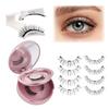 European and American Magnetic False Eyelashes Double Layer Pink and White Round Box with Clip Dense Curl Versatile