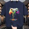 Herr Färgstark Spelkonsol Grafisk T-shirt Trendig Kortärmad Rundhalsad Topp för Tonåringar och Vuxna Herrkläder