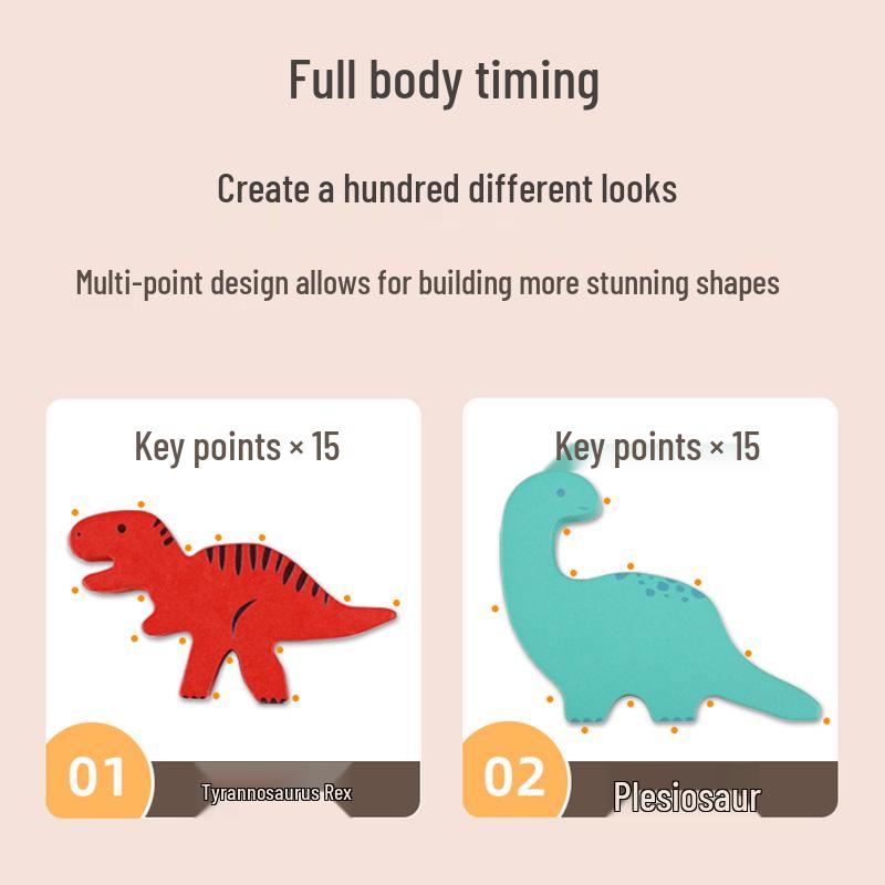 Dinosaur Stacking Blocks: Hand-Eye Coordination & Educational Wooden Toy for Kids