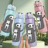 1PC Skeleton Coffee Time Cartoon 750ml Color Plastic Sports Water Bottle Leakproof Flip Straw Lid Suitable for Sports Office Home Use
