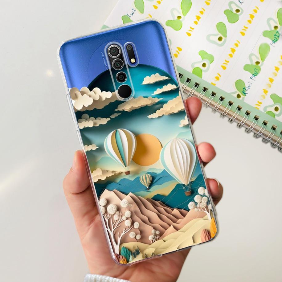 For Xiaomi Redmi 9 Case 6.53" Cover For Redmi 9 Flower Butterfly Transparent Silicone Soft Phone Covers For Redmi 9 Prime Bumper