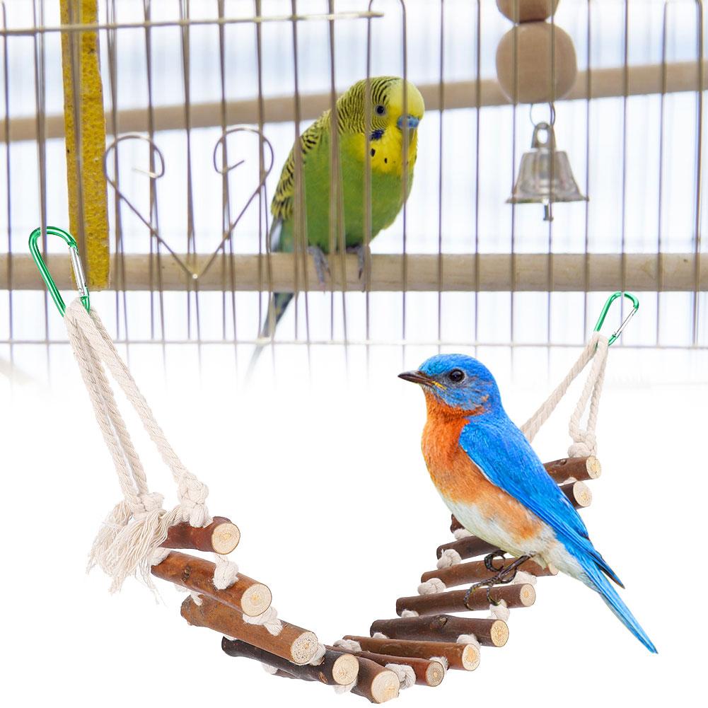 Papagali Pod Suspendat din Lemn 10CM Pasăre de Companie Frânghie de Bumbac Moale Scară Orizontală Aeriană
