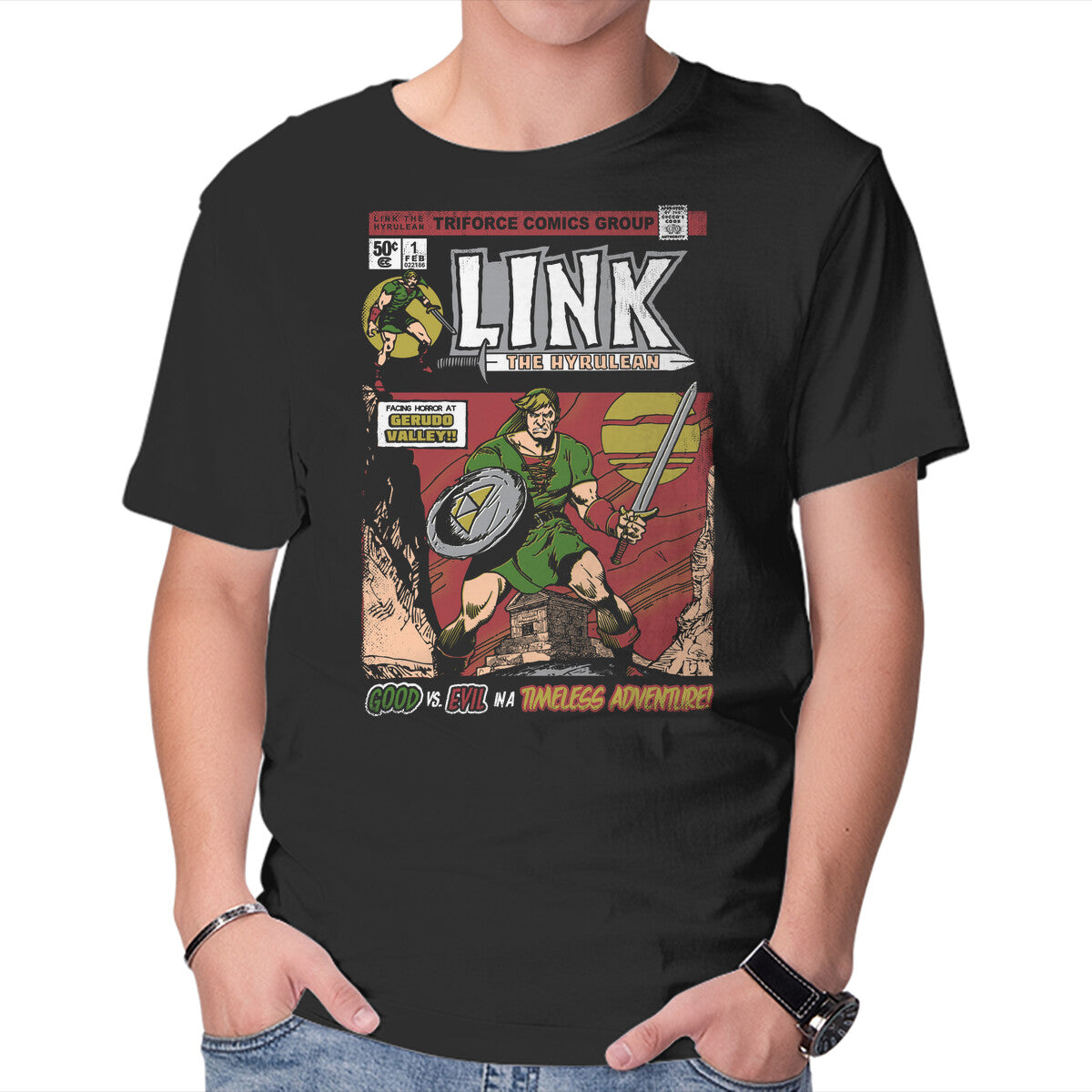 Unisex Crew Neck T-Shirt Link The Hyrulean Graphic Short Sleeve Casual Tee M