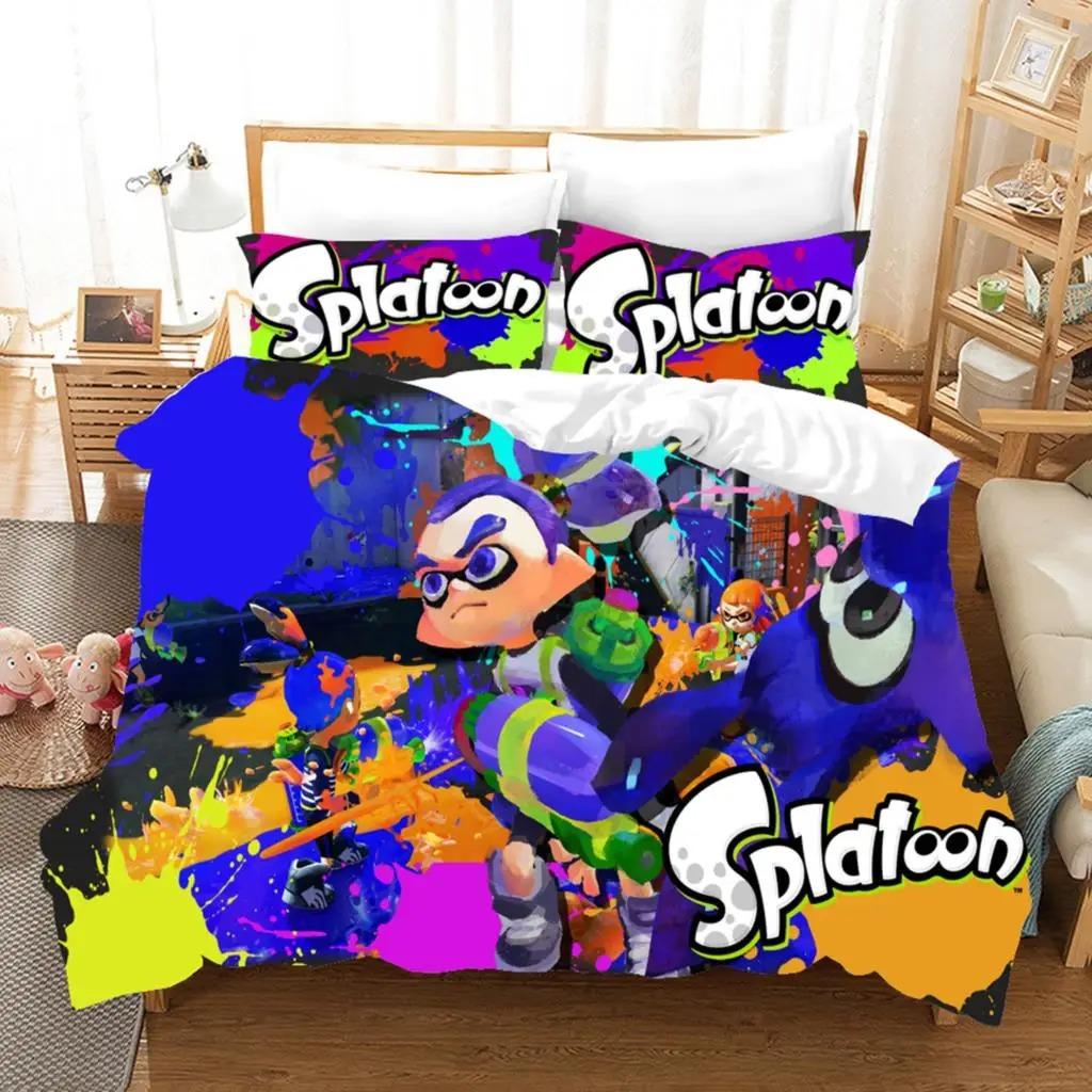Splatoon Bedding Set Single Twin Full Queen King Size Kawaii Boysgirls Bed Set Aldult Boys Bedroom Duvet Cover Sets 3D Print