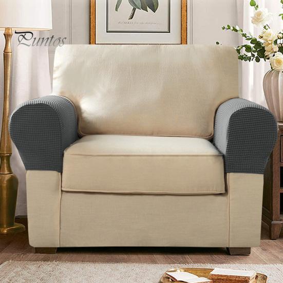 Sofa Arm Cushion Covers 2 Pcs Cover Elastic Thickened Dirt-resistant Solid Color Set Soft Fabric Anti-Slip Couch Armrest Protectors Recliner
