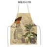 Women Men Retro Bird Flower Butterfly Printed Kitchen Aprons Household Cleaning Pinafore Baking Accessories Linen Cooking Apron