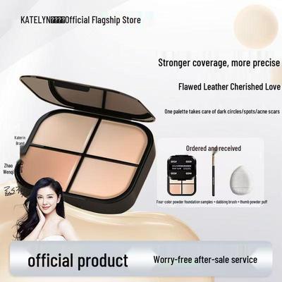 KTL Long-lasting Four-Color Concealer Palette: Non-cakey, Brightening, Waterproof; Covers Blemishes, Dark Circles, Tear Troughs.