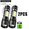 USB Rechargeable Mini Flashlight COB+XPE Portable Built-in Battery Zoomable Small Torch 3 Mode Camping Emergency Flashlights