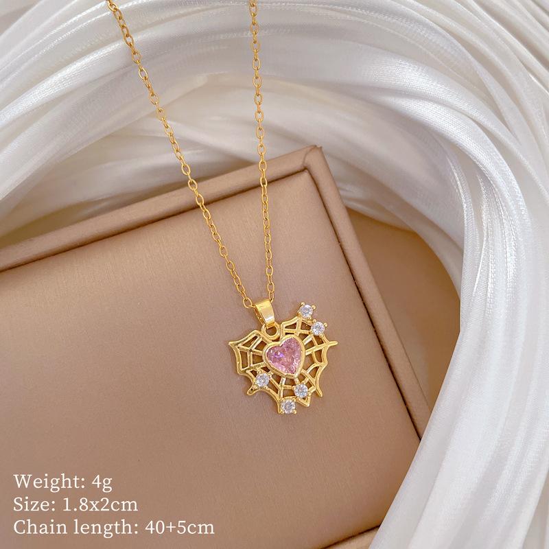 Empty Love Full Diamond Light Luxury Temperament Gorgeous Full Diamond Necklace Female Versatile Collarbone Chain Titanium Steel Chain