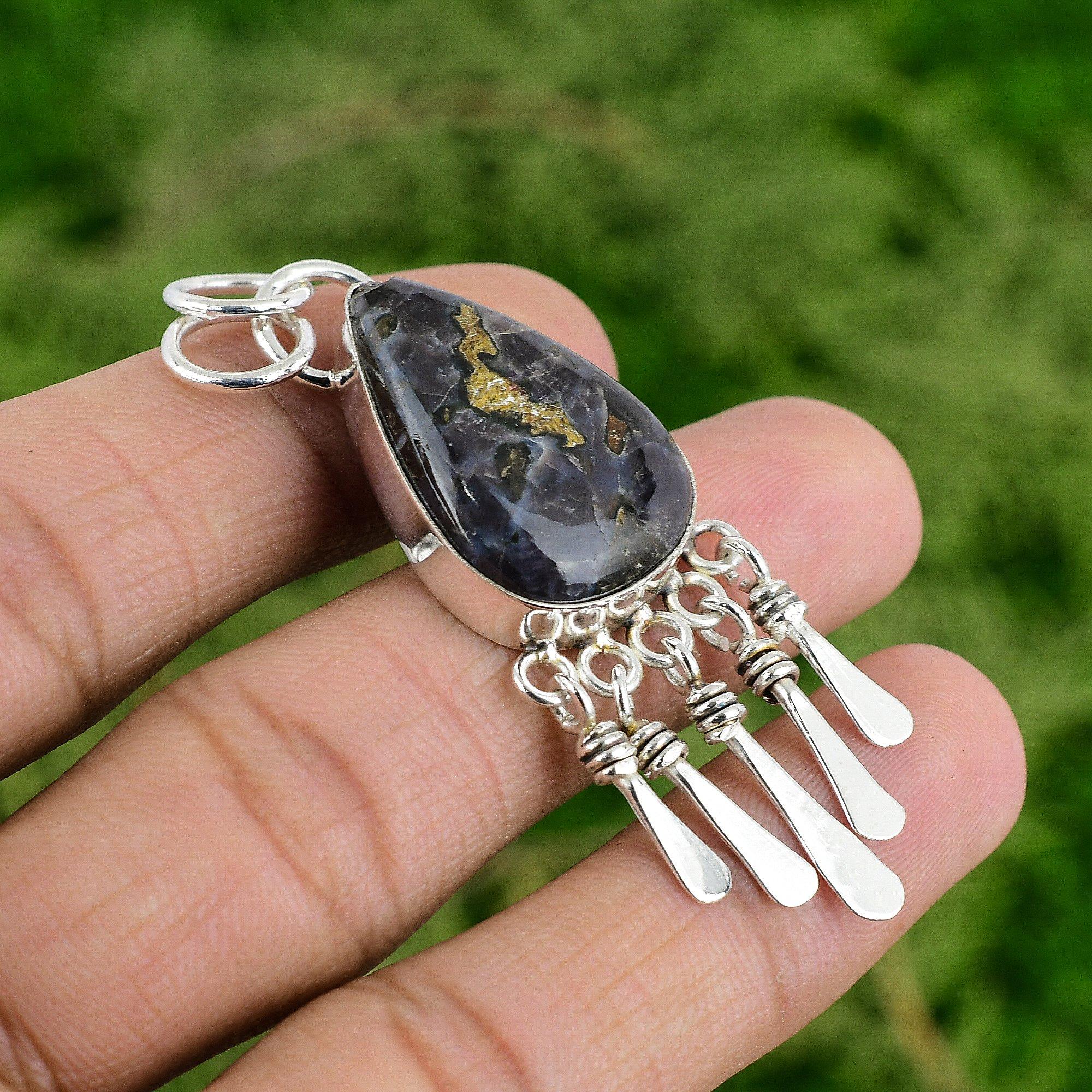 

925 Sterling Silver Gabru Jasper Gemstone Bezel Handcrafted Anniversary Pendant