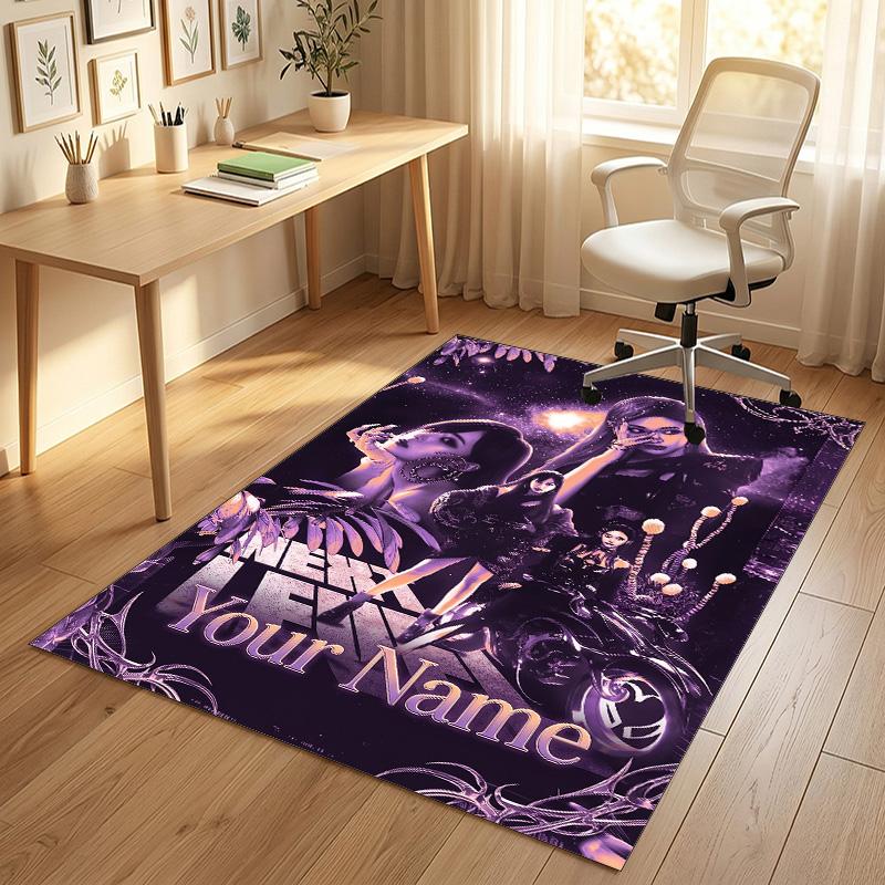 Personalized Crystal Velvet Carpet,aespa Custom Printed Name, Plush Area Rug For Home Indoor Decor