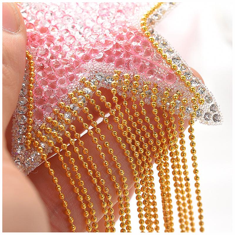 Colorful Tassel Cloth Patch with Diamond Star Design and Hot Melt Adhesive