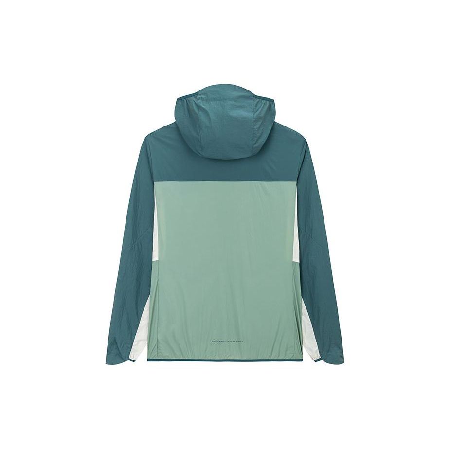 Anta Outdoor Series Color Block Zipper Hooded Sports Sun Protection Jacket Men Jackets Light-Blue-Green Dark-Tea-Green 152426603-2
