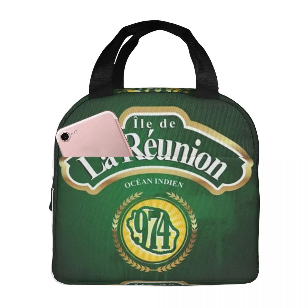974 Reunion Island Flag Insulated Lunch Bag for Women Children Leakproof Food Boxes Thermal Lunch Box Tote One Size