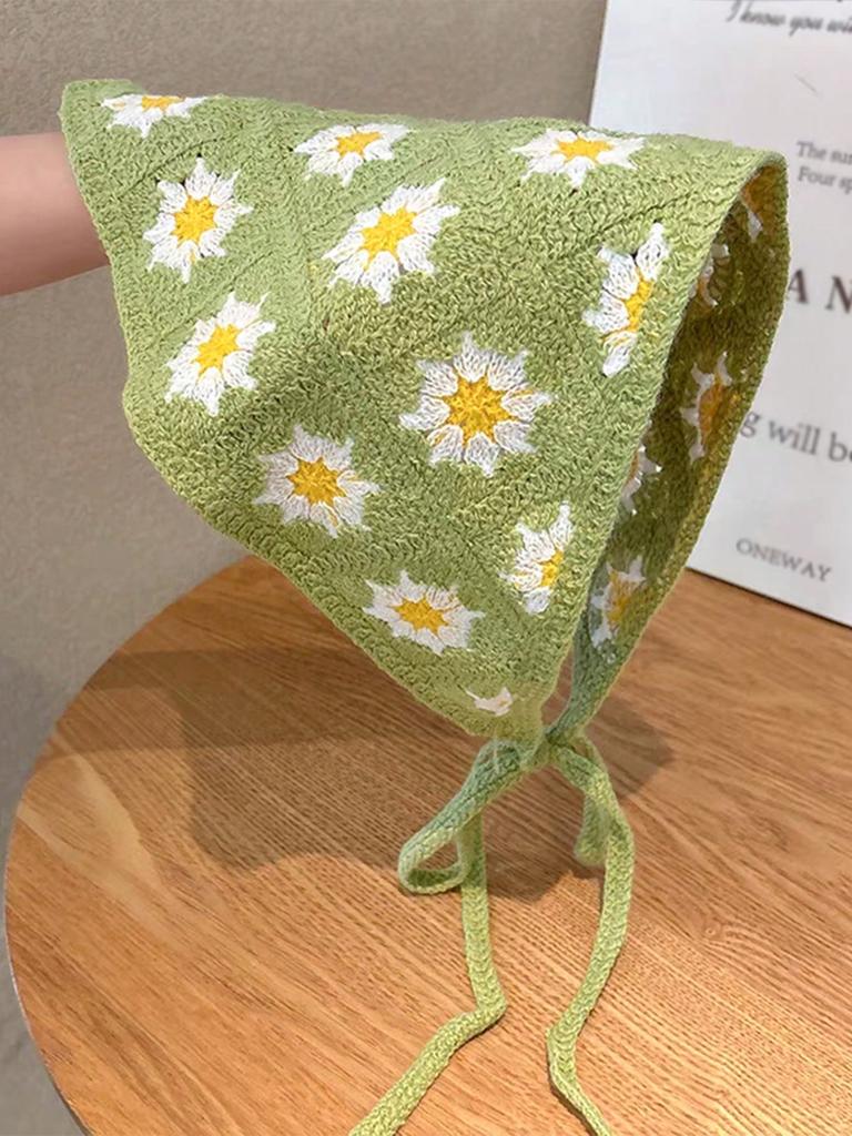 1 Stück rustikales französisches Dreiecks-Häkelstirnband mit Blumenmuster, Damen-Haarschmuck mit Blumenmuster für Haarstyling und Dekoration