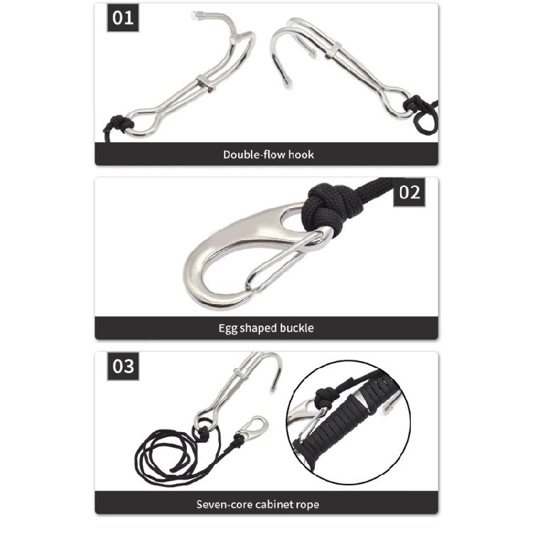 Quickly Release Double Ended Diving Hook Stainless Steel Drift Hook For Reliability Saltwater Environment Performances