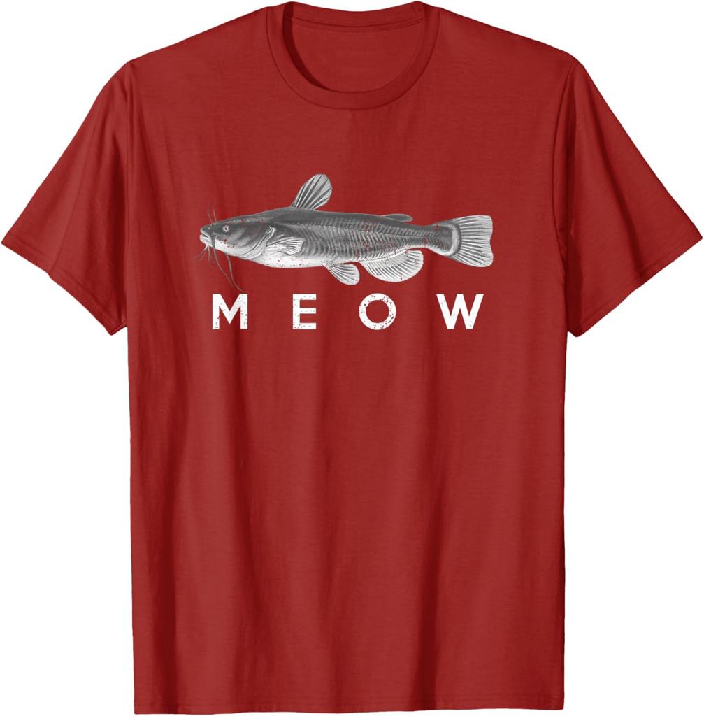 T-shirt Graphique Poisson-chat Miaou Jeu de Mots Drôle Pêcheur Amoureux Cadeau T-shirt