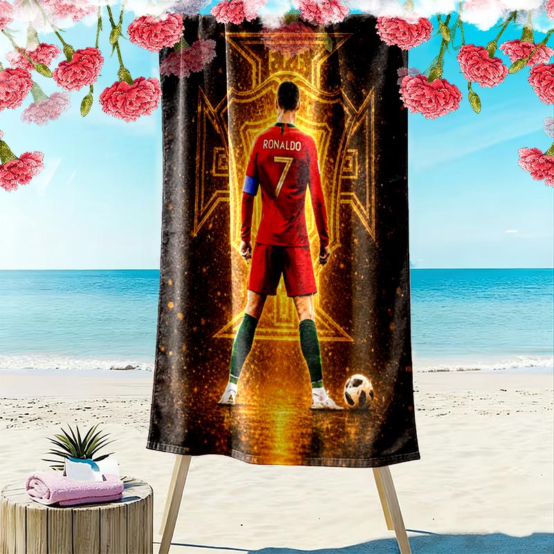 Asciugamano da Spiaggia Cristiano Ronaldo Adatto per Viaggi, Attività all'Aperto, Piscine, Yoga, Surf, Campeggio, Escursionismo, Palestra