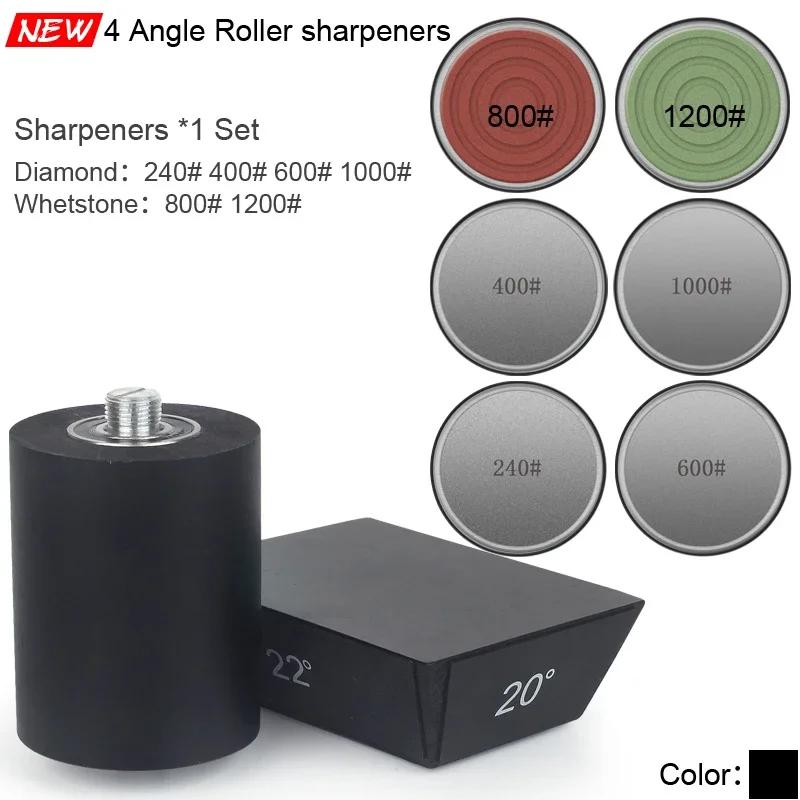 Professional Roller Knife Sharpener Black Wooden Roller Knife Sharpener Magnetic Quad 15/18/20/22° Kitchen Sharpening Tool Set