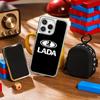 Cool Car L-la-Da Fashion Logo Design Phone Case for iPhone 16 15 14 13 12 11 Pro Max Sheepskin Silver-edged Protective Case