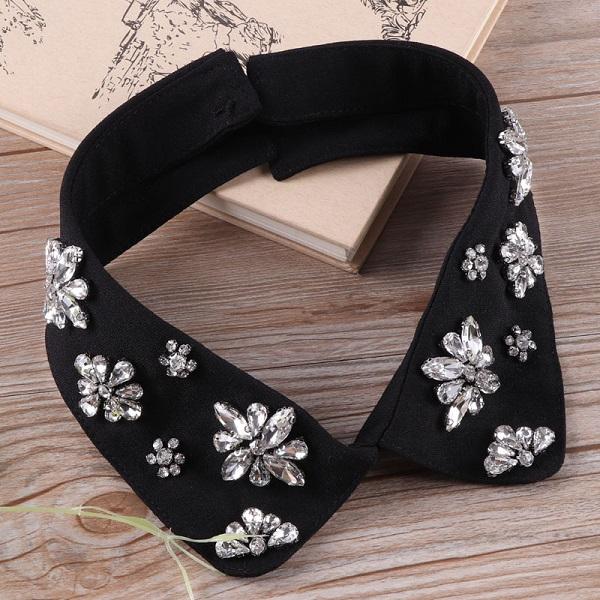 fake false shirt collar rhinestone beaded detachable collars for women decorative choker collar  apparel accessories