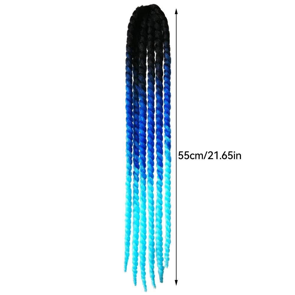 Womens Mens Helmet Twist Braids Motorcycle Ponytail Dirty Gradient Ramp Hair Punk Biker Helmet Decoration 55cm with Sucker